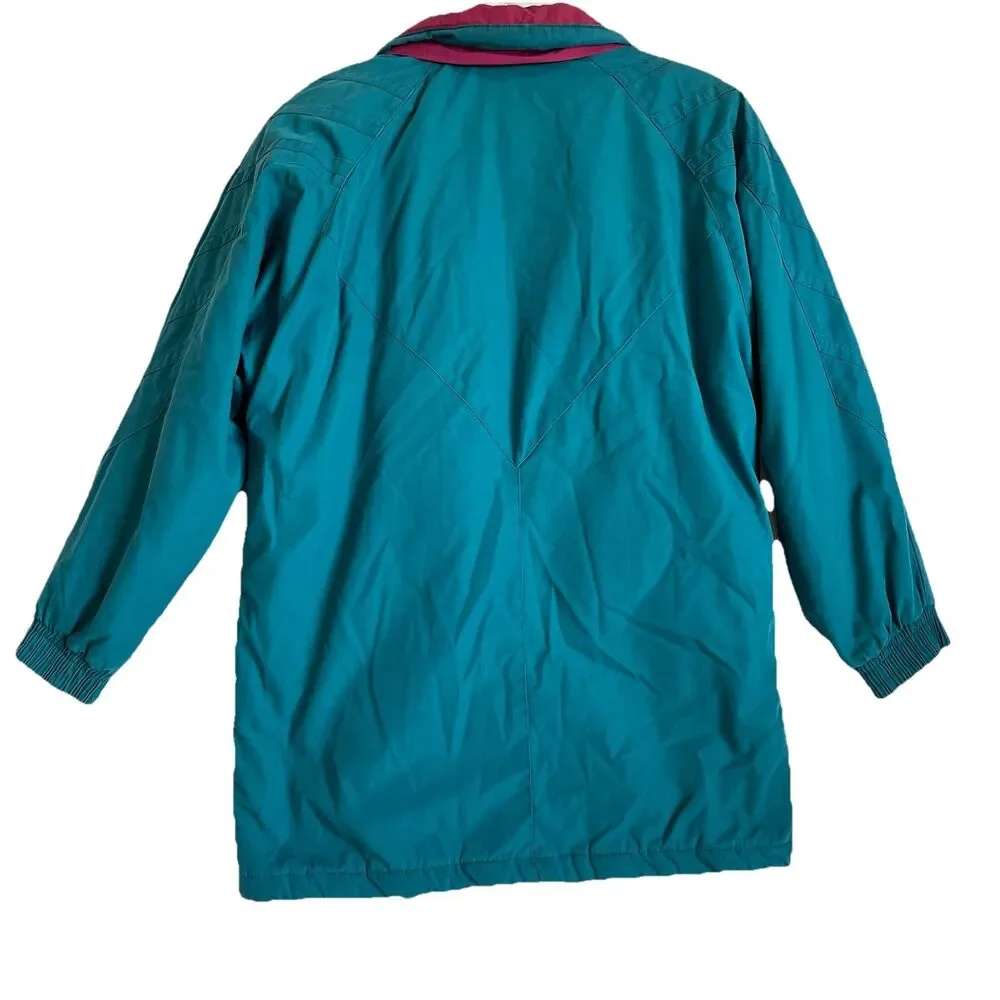 VTG 80s Current Seen Jacket Blue Color-block Womens Medium Retro Ski Coat - Picture 2 of 14
